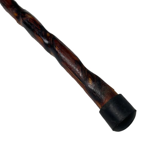 Twisted Wood Walking Stick Cane Crook Handle Gentlemen Vintage Folk Art u Rubber - Picture 8 of 9